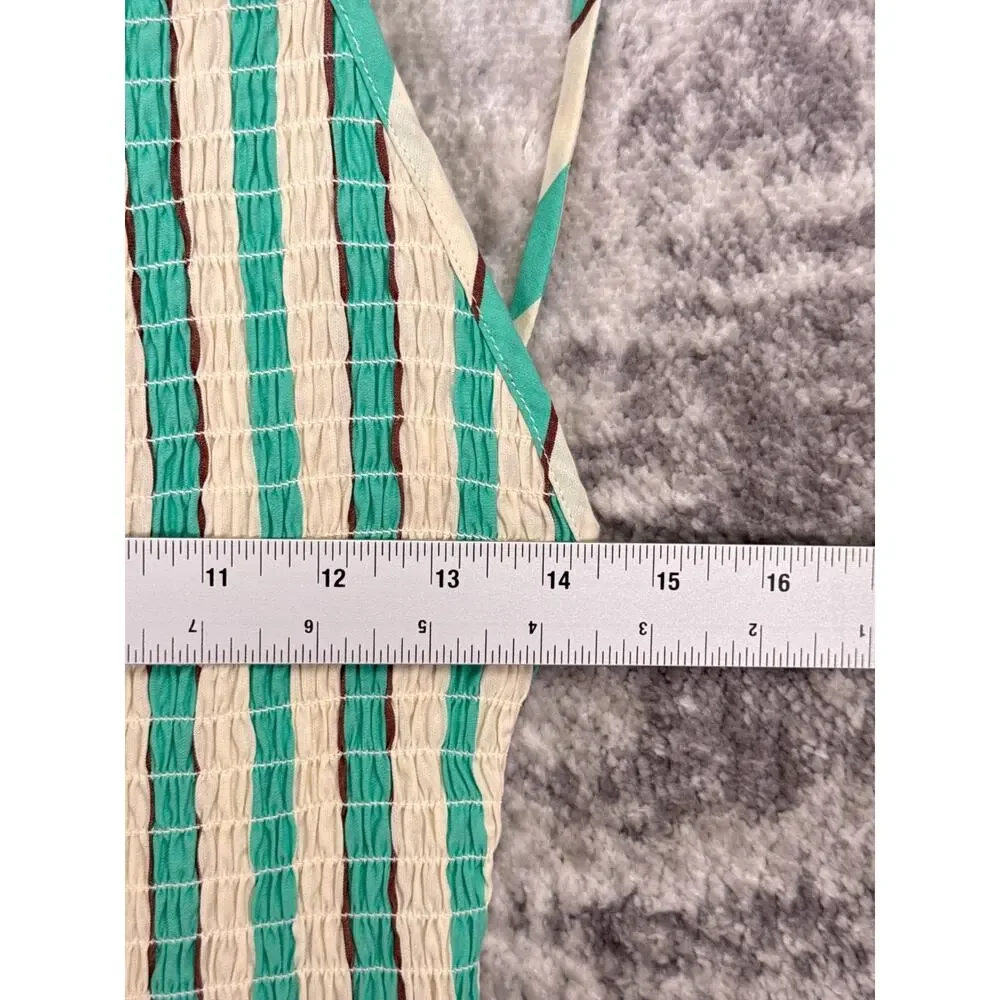 Free People Dress Small Womens Rylee Green Striped Smocked Mini
